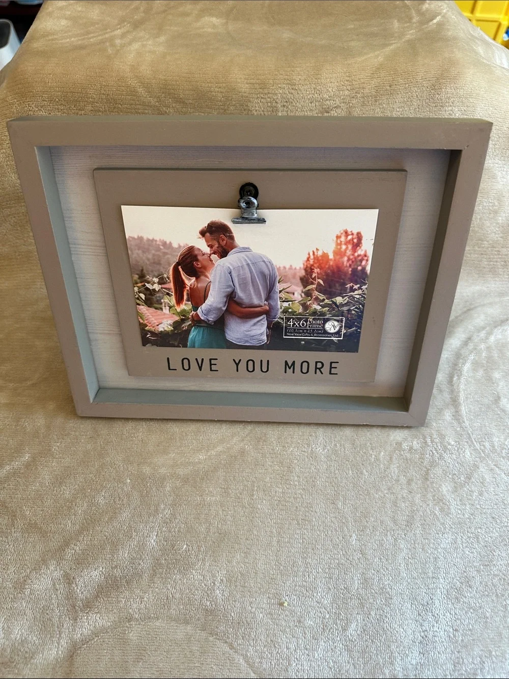 Love You More Grey Clip Photo Frame